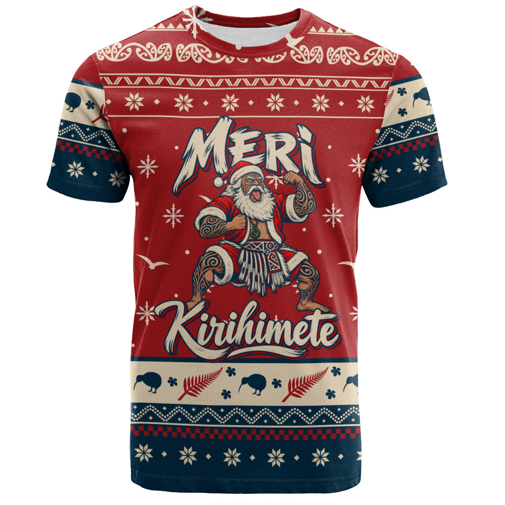 New Zealand T-Shirt Ugly Christmas Meri Kirihimete Maori Haka Santa