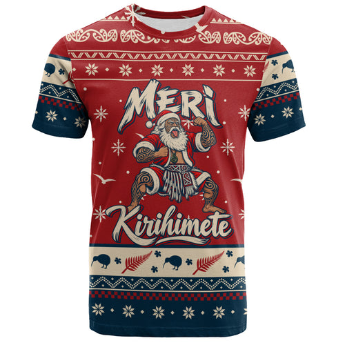 New Zealand T-Shirt Ugly Christmas Meri Kirihimete Maori Haka Santa