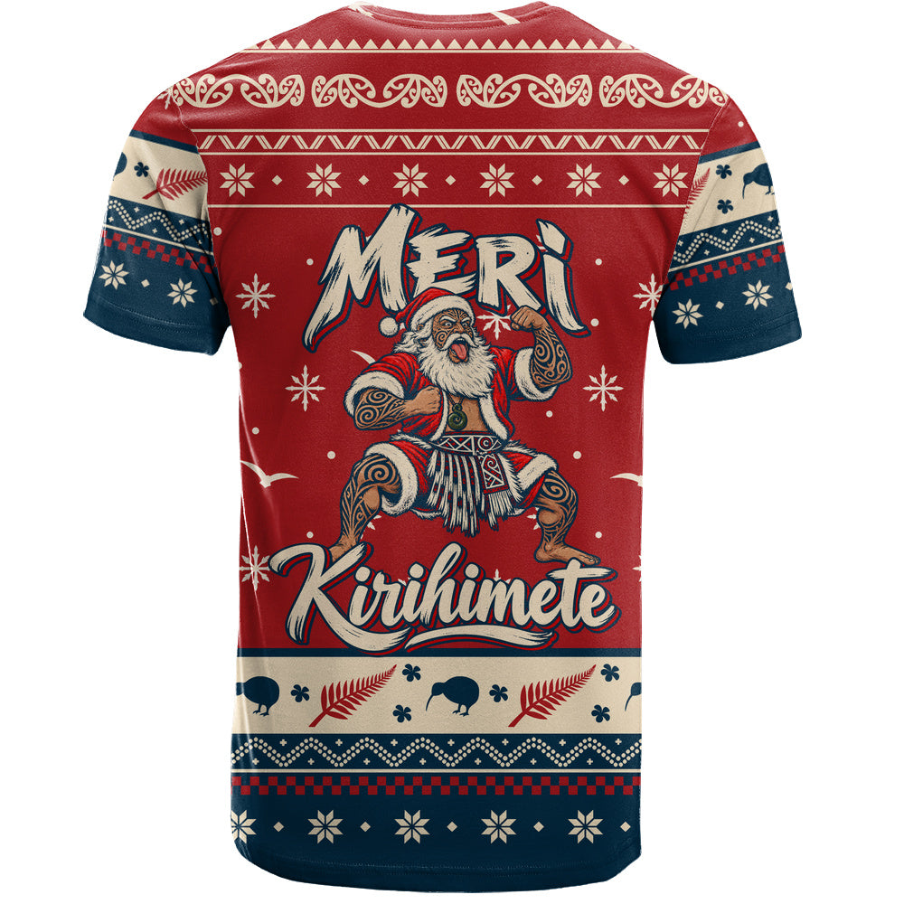 New Zealand T-Shirt Ugly Christmas Meri Kirihimete Maori Haka Santa
