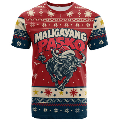 Philippines Filipinos T-Shirt Ugly Christmas Maligayang Pasko Filipino Santa Carabao