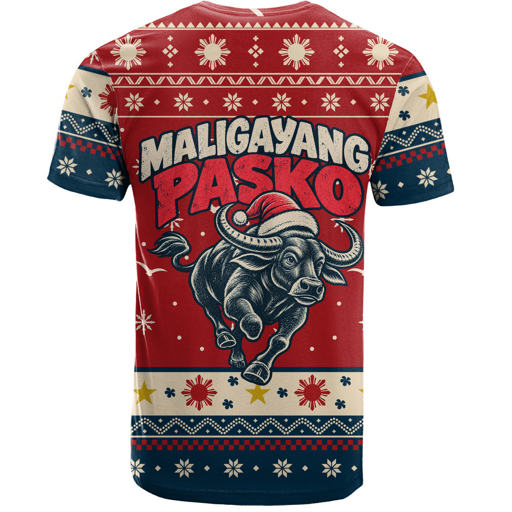 Philippines Filipinos T-Shirt Ugly Christmas Maligayang Pasko Filipino Santa Carabao