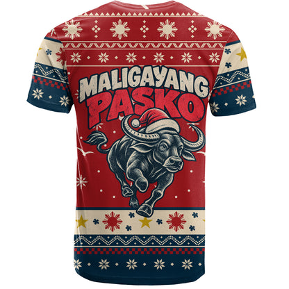 Philippines Filipinos T-Shirt Ugly Christmas Maligayang Pasko Filipino Santa Carabao