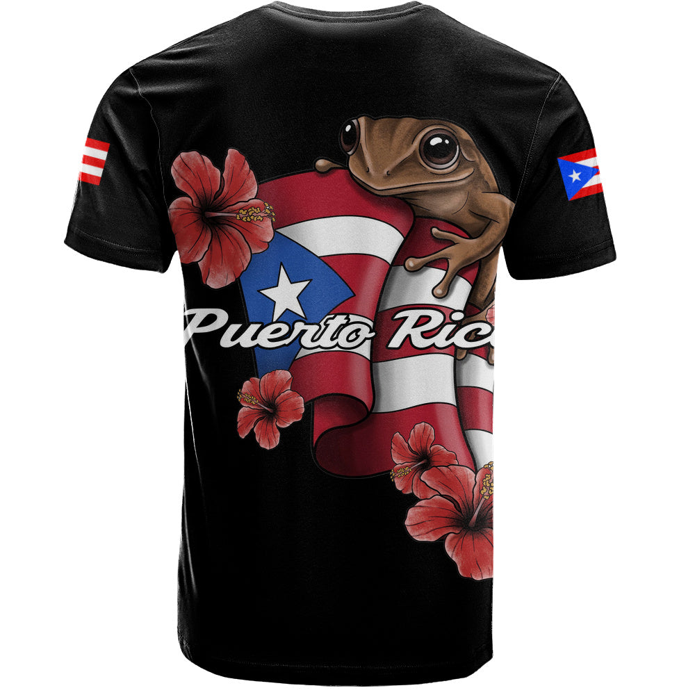 Puerto Rico T-Shirt Black Puerto Rican Flag Hibiscus Floral Boricua Pride
