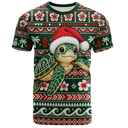 Hawaii T-Shirt Santa Sea Turtle Polynesian Tribal Tropical Floral