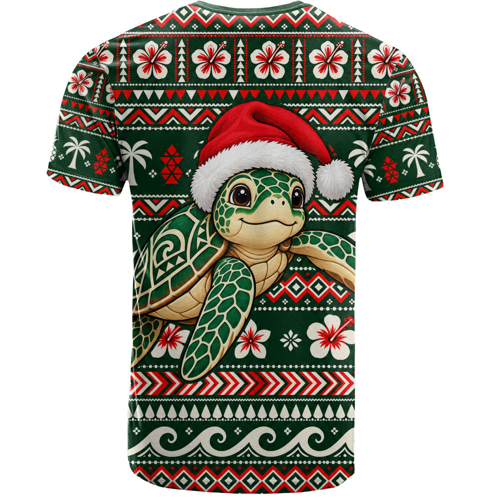 Hawaii T-Shirt Santa Sea Turtle Polynesian Tribal Tropical Floral