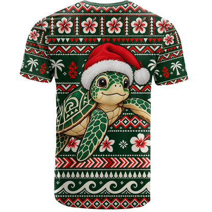 Hawaii T-Shirt Santa Sea Turtle Polynesian Tribal Tropical Floral
