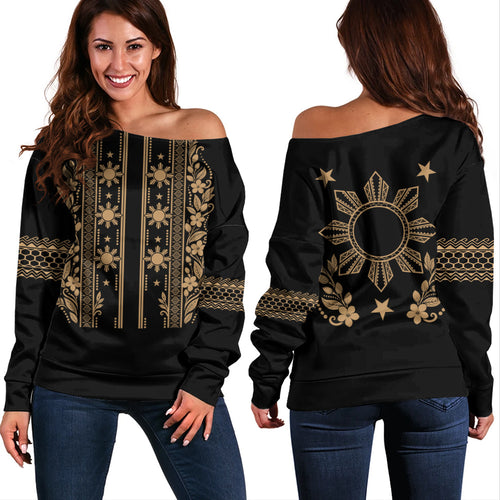 Philippines Filipinos Off Shoulder Sweatshirt Sampaguita Sun Filipino Heritage