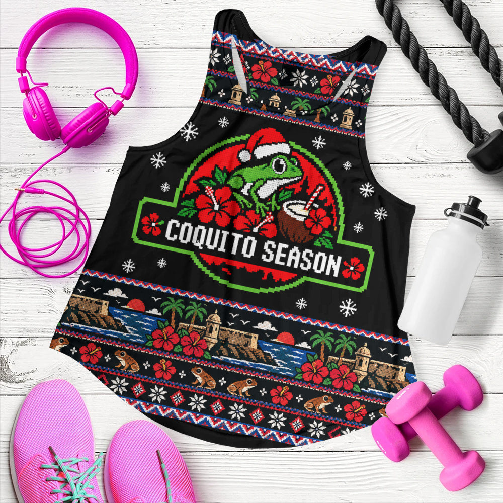 Puerto Rico Women Tank Coquito Season Puerto Rico Christmas Ugly Style