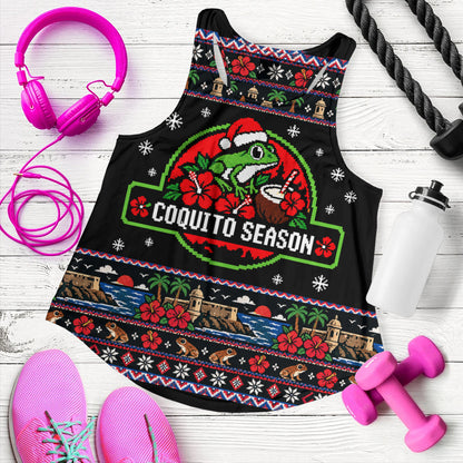 Puerto Rico Women Tank Coquito Season Puerto Rico Christmas Ugly Style