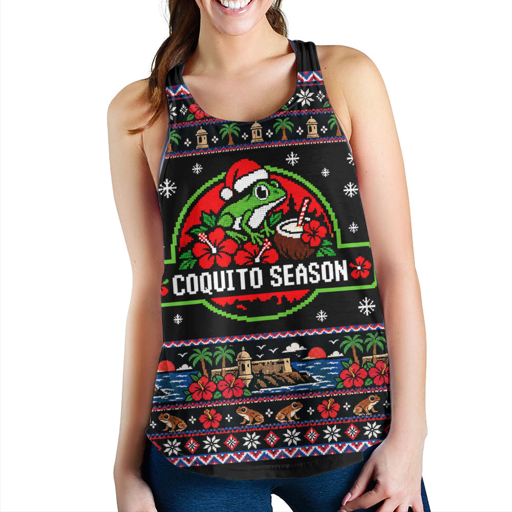 Puerto Rico Women Tank Coquito Season Puerto Rico Christmas Ugly Style