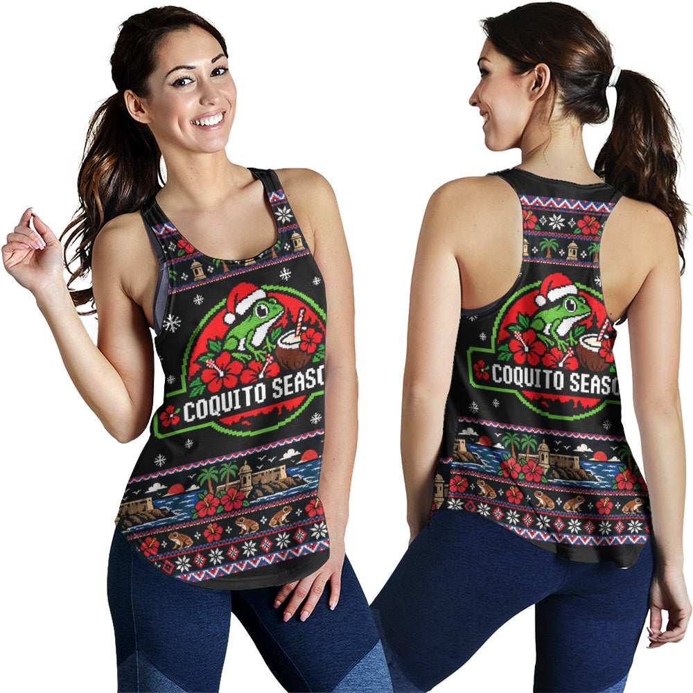Puerto Rico Women Tank Coquito Season Puerto Rico Christmas Ugly Style