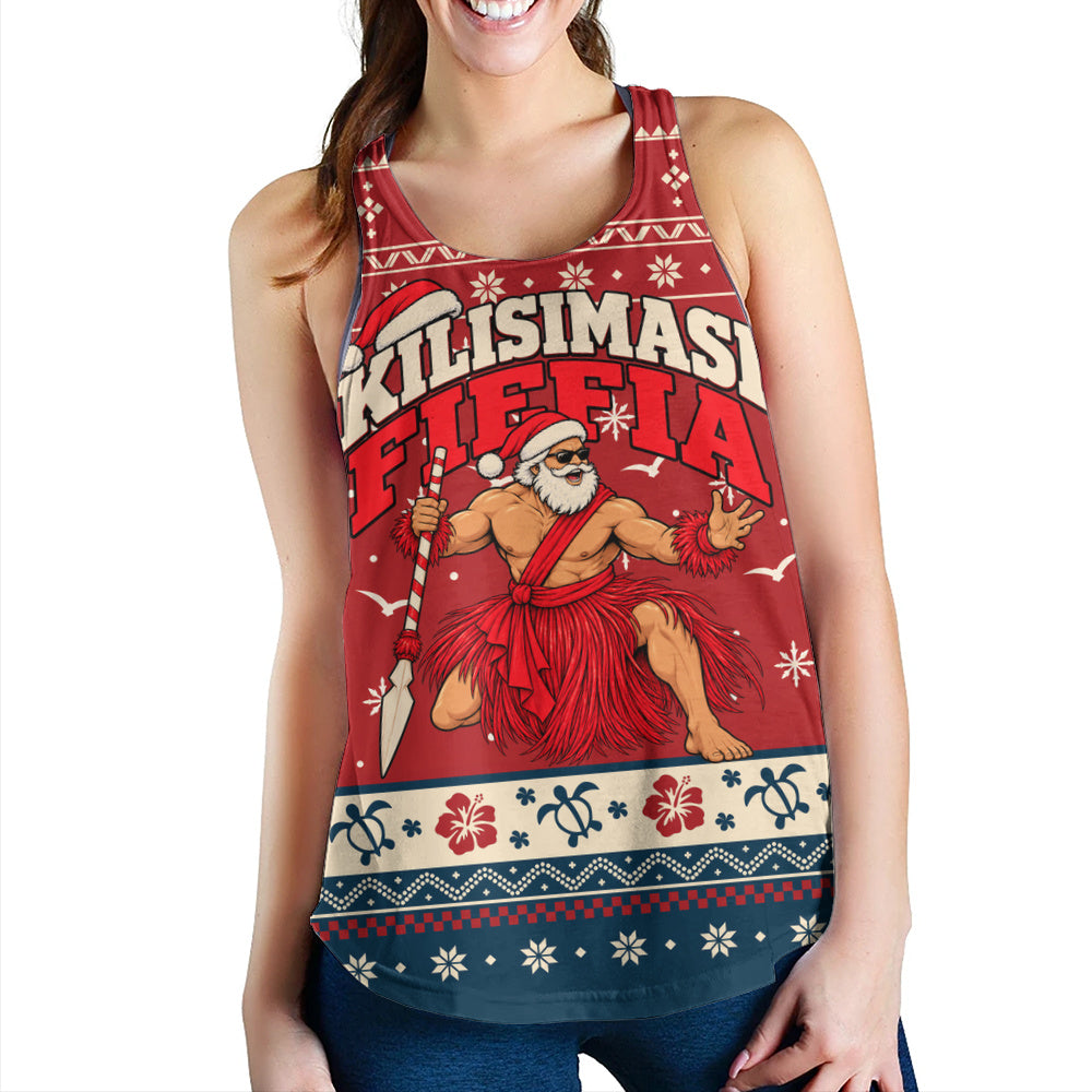 Tonga Women Tank Ugly Christmas Kilisimasi Fiefia Tongan Warrior Santa
