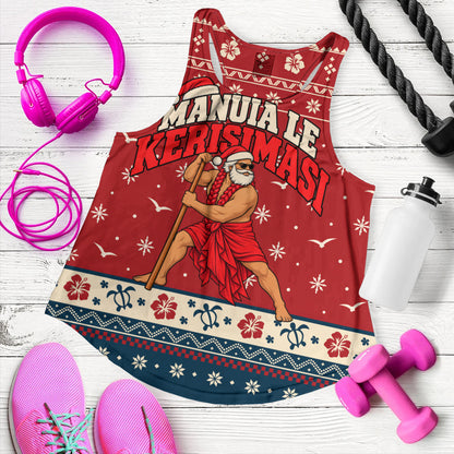 Samoa Women Tank Ugly Christmas Manuia le Kerisimasi Samoan Warrior Santa