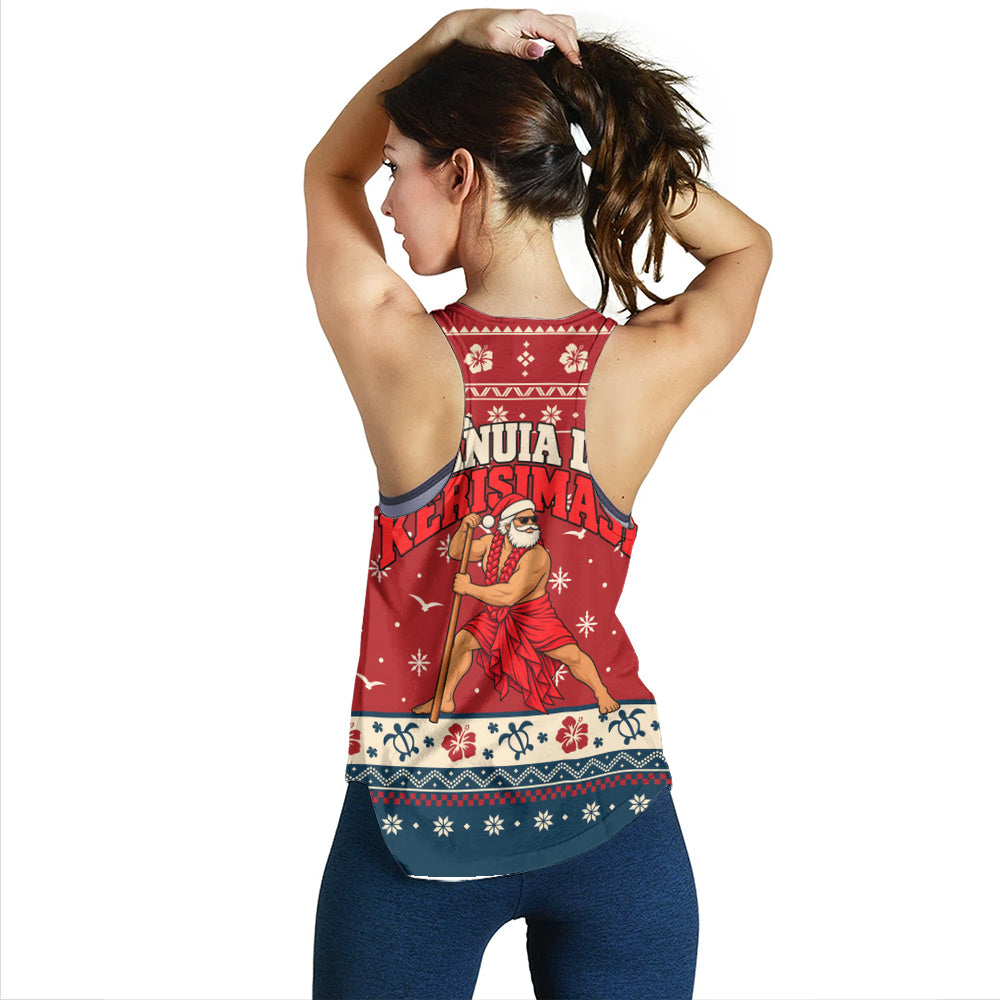Samoa Women Tank Ugly Christmas Manuia le Kerisimasi Samoan Warrior Santa
