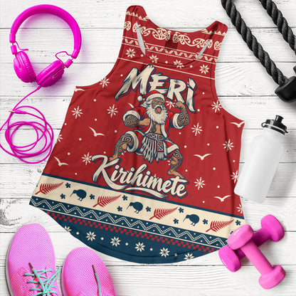 New Zealand Women Tank Ugly Christmas Meri Kirihimete Maori Haka Santa