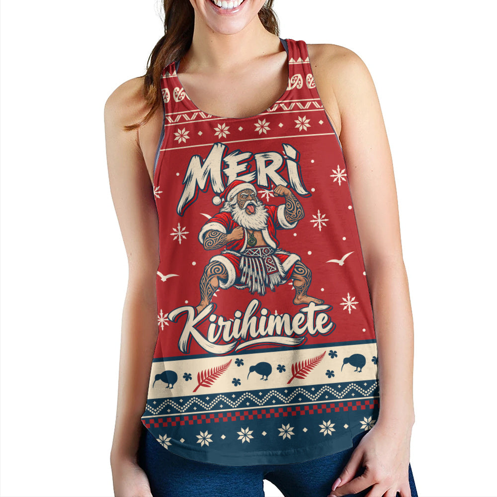 New Zealand Women Tank Ugly Christmas Meri Kirihimete Maori Haka Santa