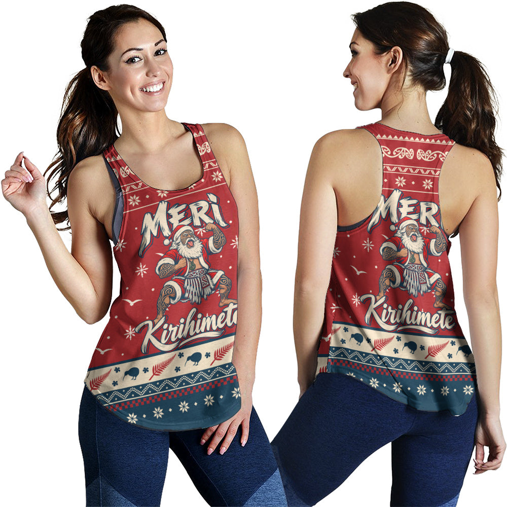 New Zealand Women Tank Ugly Christmas Meri Kirihimete Maori Haka Santa