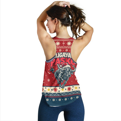 Philippines Filipinos Women Tank Ugly Christmas Maligayang Pasko Filipino Santa Carabao