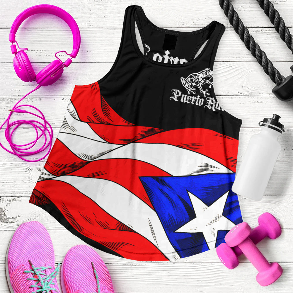 Puerto Rico Women Tank Coqui Flag Boricua Heritage