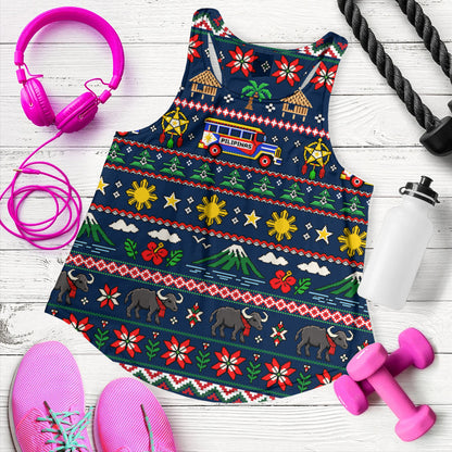 Philippines Filipinos Women Tank Maligayang Pasko Pattern Style