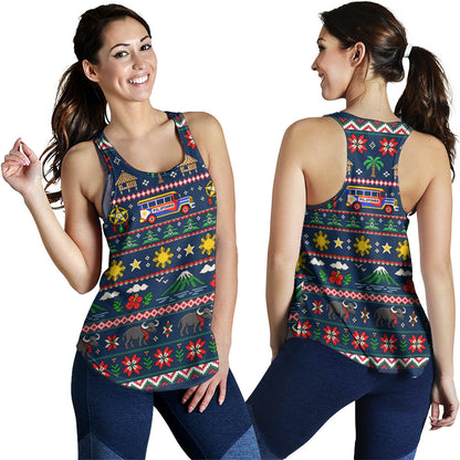 Philippines Filipinos Women Tank Maligayang Pasko Pattern Style