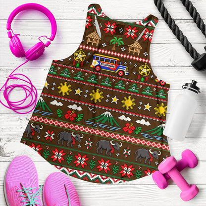 Philippines Filipinos Women Tank Maligayang Pasko Pattern Style