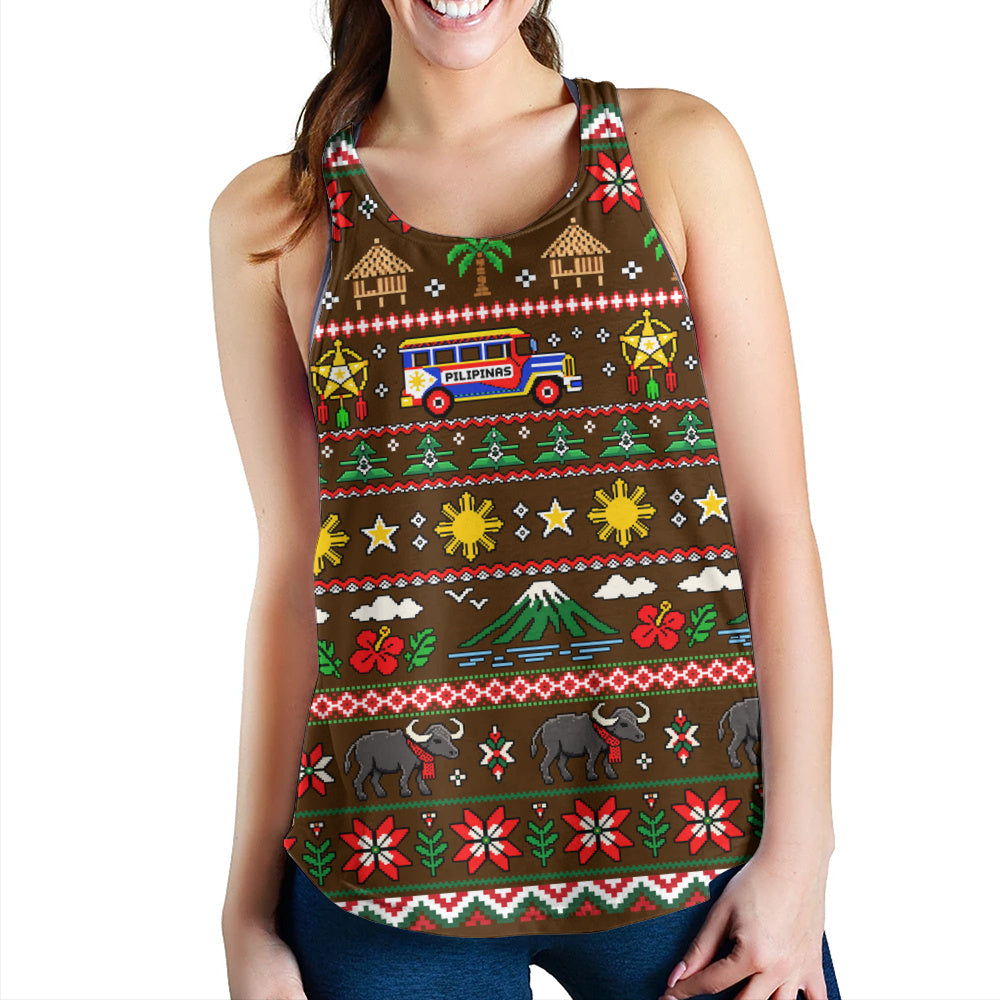 Philippines Filipinos Women Tank Maligayang Pasko Pattern Style