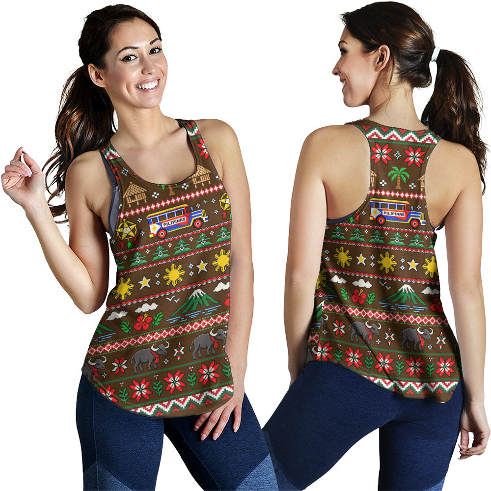 Philippines Filipinos Women Tank Maligayang Pasko Pattern Style