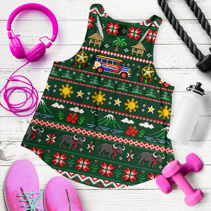 Philippines Filipinos Women Tank Maligayang Pasko Pattern Style