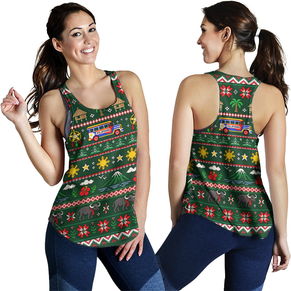 Philippines Filipinos Women Tank Maligayang Pasko Pattern Style