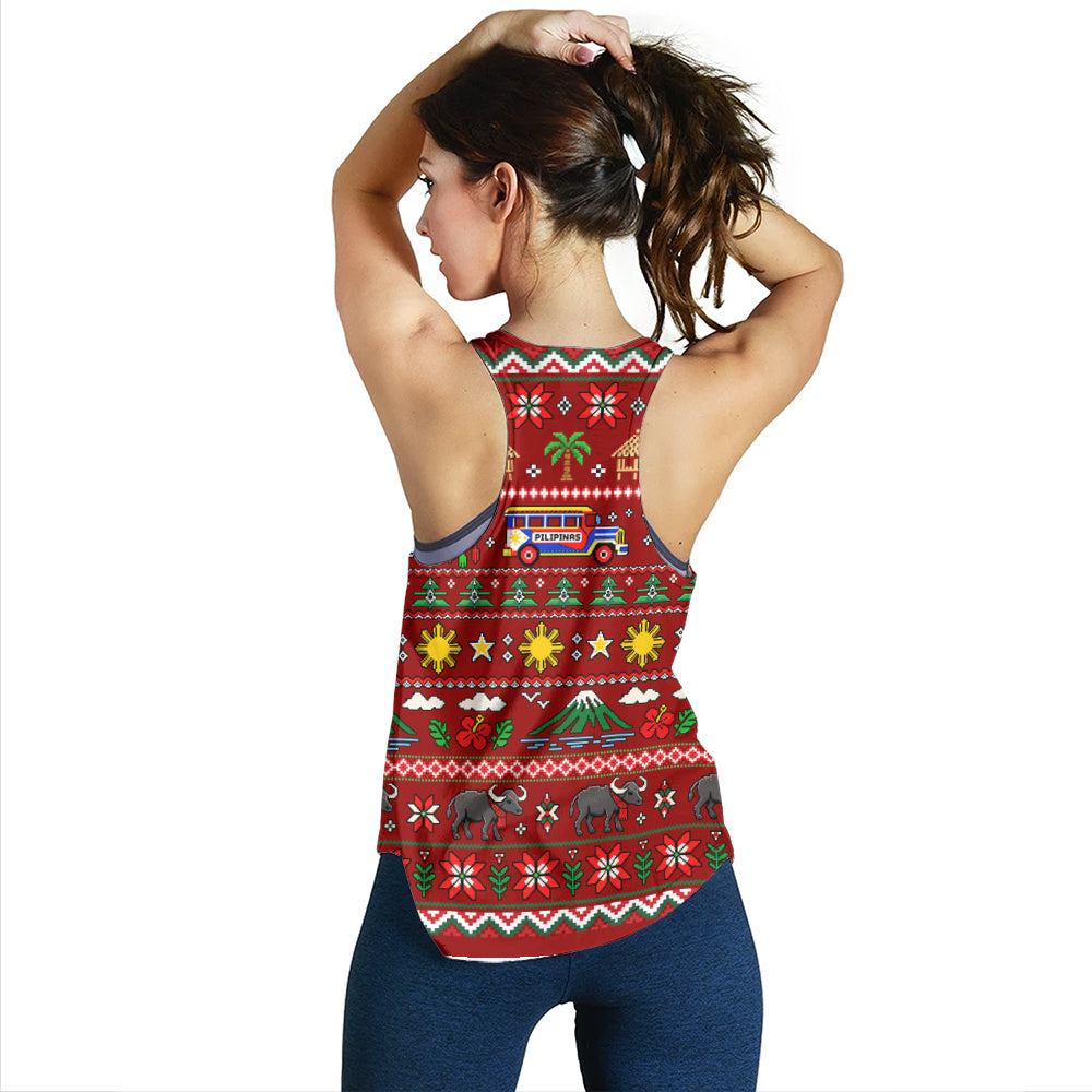 Philippines Filipinos Women Tank Maligayang Pasko Pattern Style