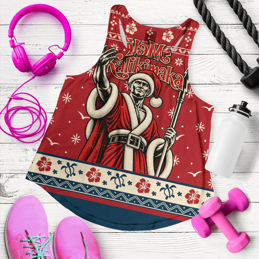 Hawaii Women Tank Ugly Christmas Mele Kalikimaka King Kamehameha