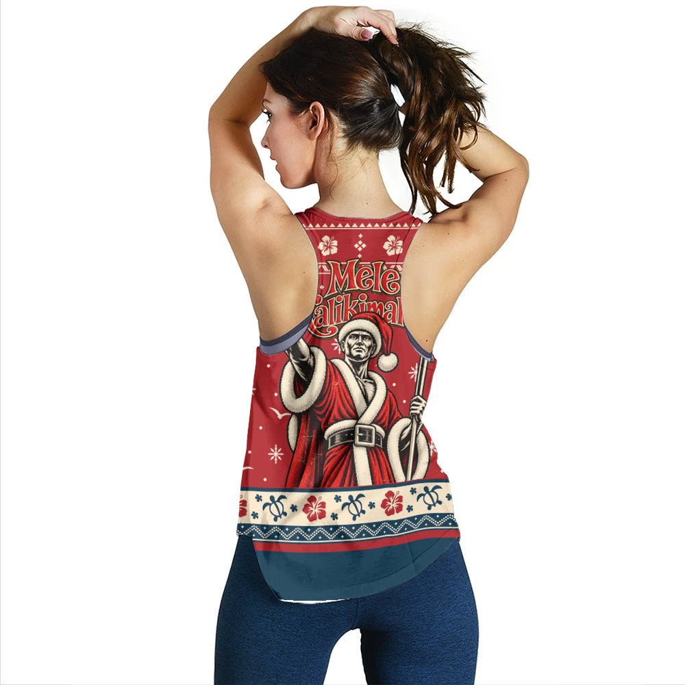 Hawaii Women Tank Ugly Christmas Mele Kalikimaka King Kamehameha