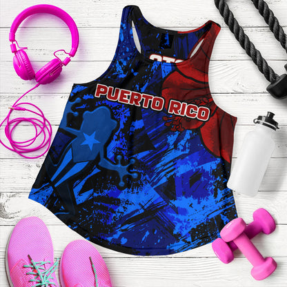 Puerto Rico Women Tank Coqui Frog Flag Hibiscus Tropical Floral Pride