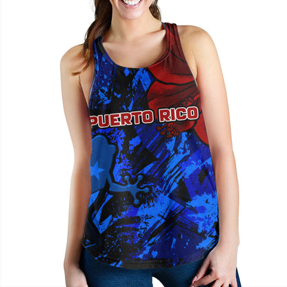 Puerto Rico Women Tank Coqui Frog Flag Hibiscus Tropical Floral Pride