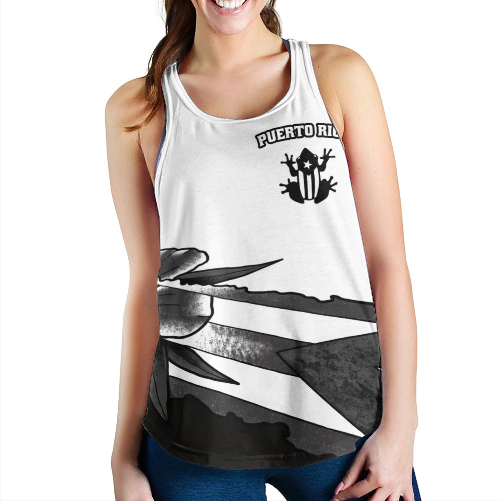 Puerto Rico Women Tank Coqui Frog Puerto Rican Flag Tropical Floral Boricua Pride