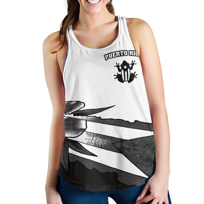 Puerto Rico Women Tank Coqui Frog Puerto Rican Flag Tropical Floral Boricua Pride