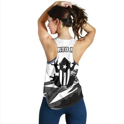 Puerto Rico Women Tank Coqui Frog Puerto Rican Flag Tropical Floral Boricua Pride
