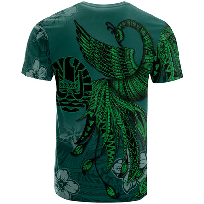 Tahiti Custom Personalised T-Shirt - Polynesian Phoenix Bird, Fairytales Bird Green