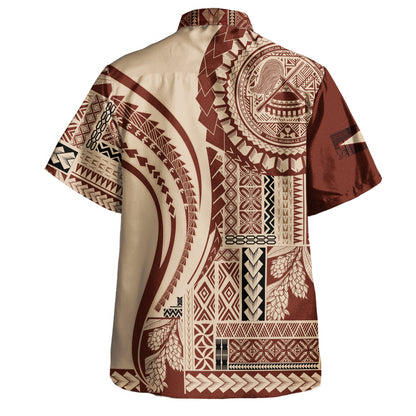 American Samoa Hawaiian Shirt Samoan Siapo Brown Design