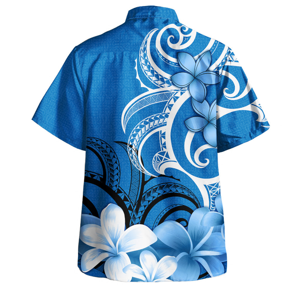 Polynesian Custom Personalised Hawaiian Shirt Floral Spirit Blue