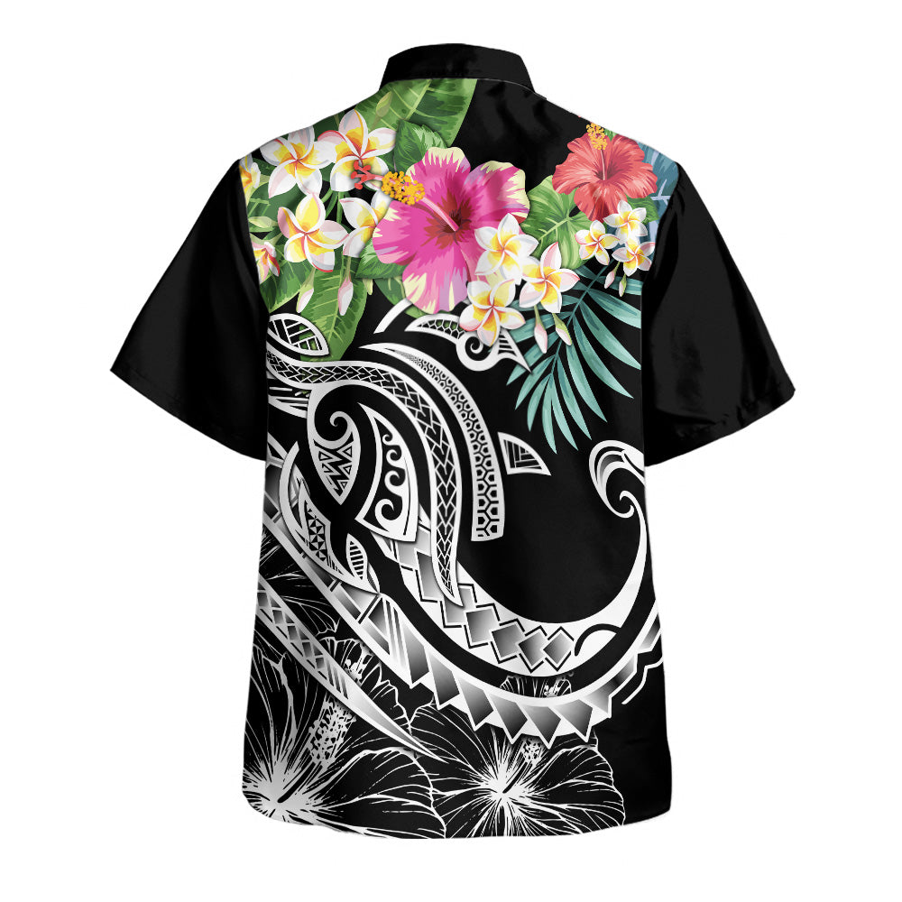 Polynesia Combo Dress And Shirt Summer Plumeria Black