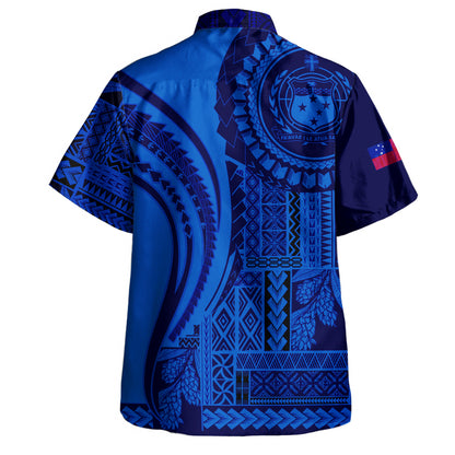Samoa Hawaiian Shirt Seal Samoan Siapo Blue Design