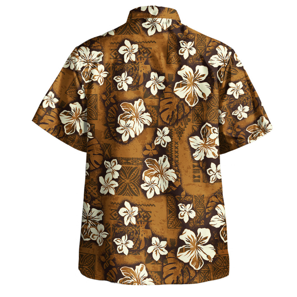 Hawaii Hawaiian Shirt Polynesian Tribal And Hibiscus Vintage