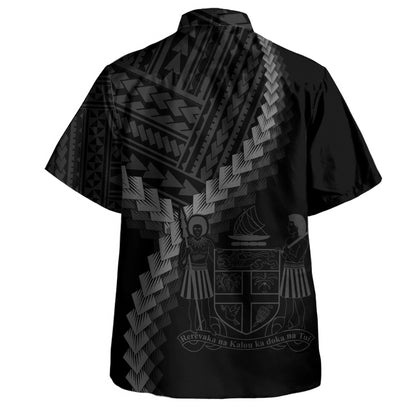 Fiji Hawaiian Shirt Coat Of Arm Polynesian Tattoo Style