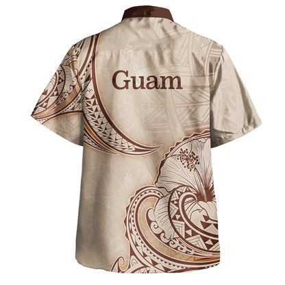 Guam Hawaiian Shirt Hibiscus Flowers Vintage Style