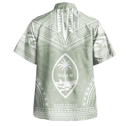 Guam Custom Personalised Hawaiian Shirt Chief Tattoo Patterns Style Sage Green