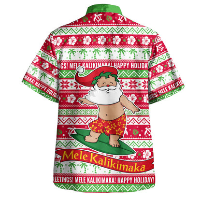 Hawaii Christmas Hawaiian Shirt Santa Surfing