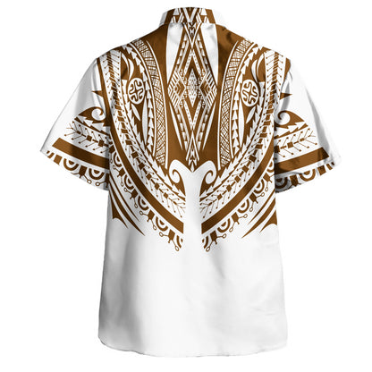 Polynesian Hawaiian Shirt Polynesian Tattoo Style (Brown Color)