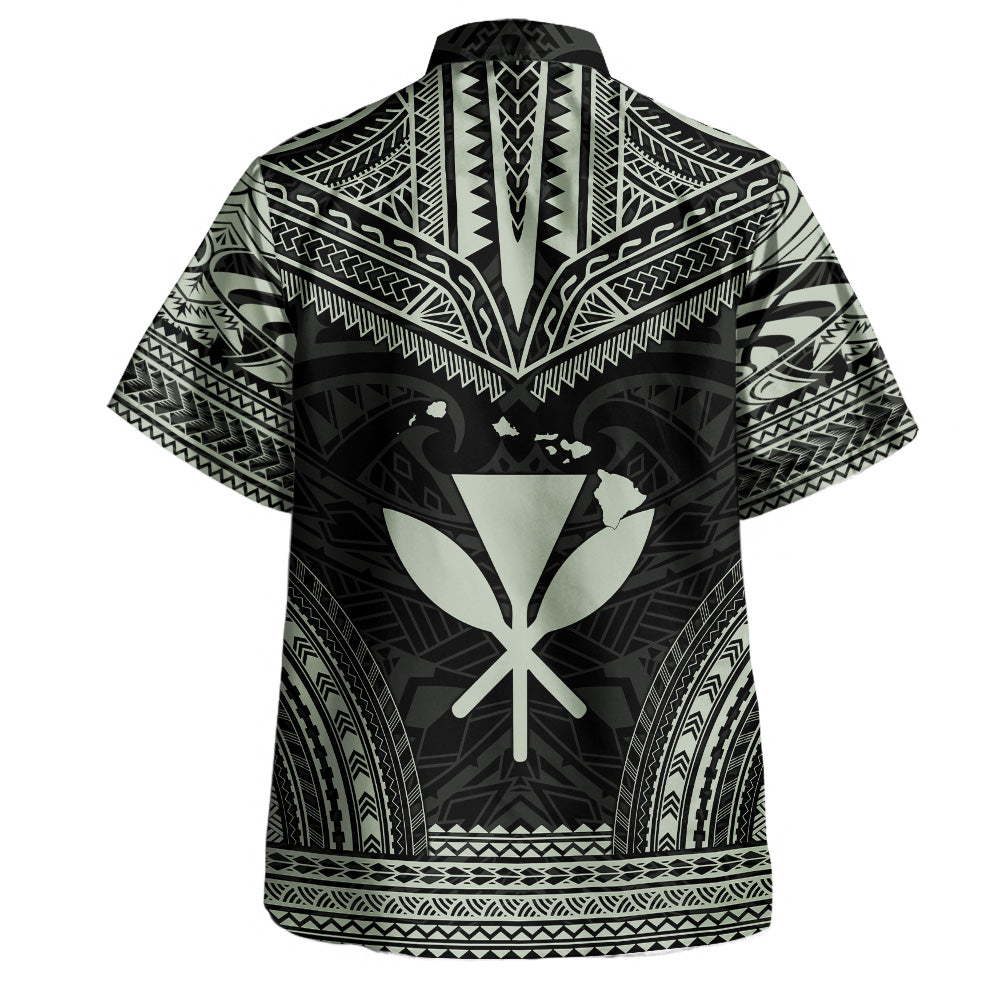 Hawaii Custom Personalised Hawaiian Shirt Chief Tattoo Patterns Style Sage Green